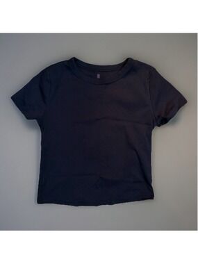 NOBO Black Short-Sleeve Y2K Babydoll Crop Top - Large